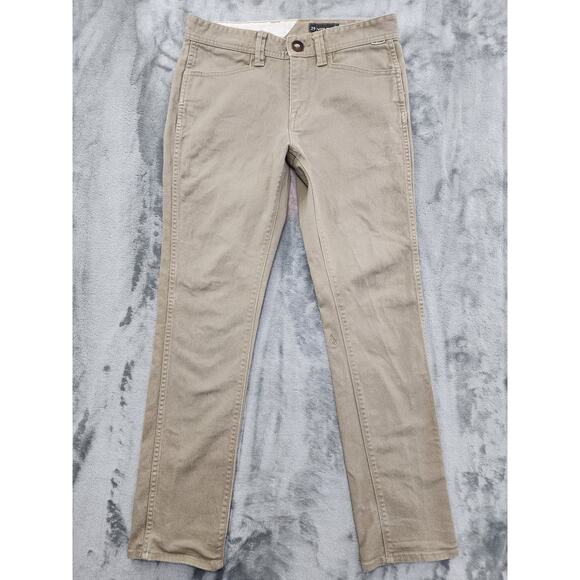 Volcom Stone Made Stretch Cotton Chino Pants Size 29 Tan Casual Straight Leg - Picture 1 of 15